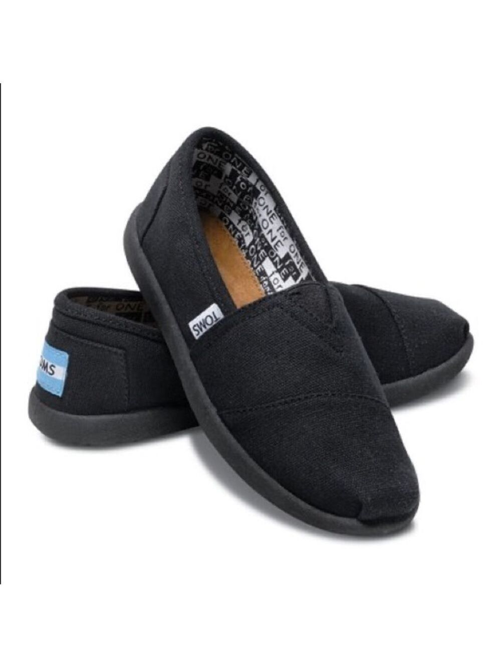 Kids Toms Unisex Black Slip On Classic Canvas 3.5 Y - Picture 1 of 8
